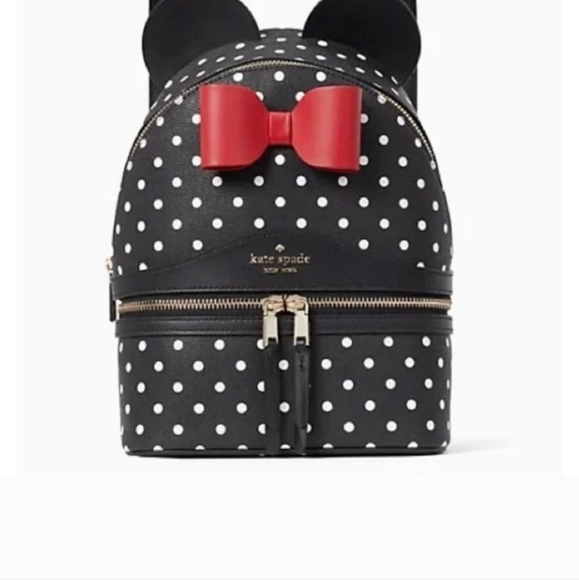 ♠️Kate Spade X Disney Minnie Mouse Polka Dots Dot Dome Backpack Black NWT - Picture 4 of 7